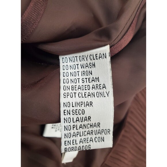 Evan Picone Chocolate Brown Sleeveless V-Neck Bead Accented Crepe Dress Sz 8 NWT - Picture 10 of 10